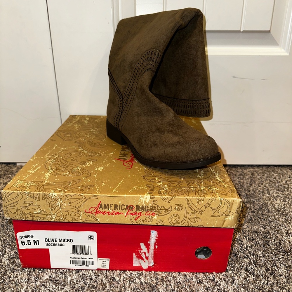 American Rag Womens Tamar Closed Toe Knee High Fashion, Olive Micro, Size 6.5